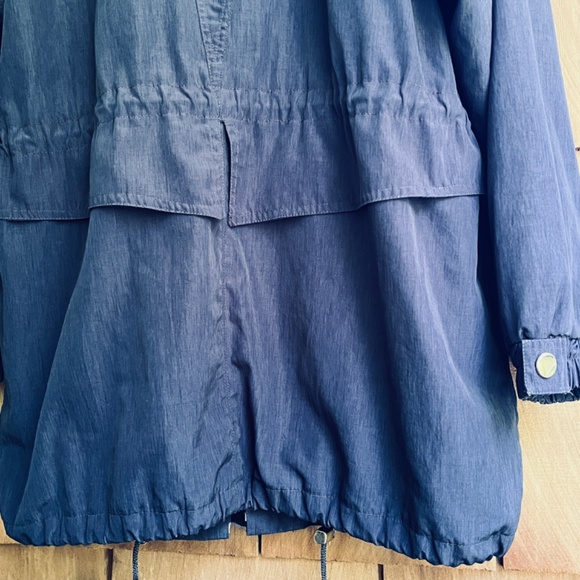 APROPOS Vintage 90s XL Navy Lining Full Zip Snap Windbreaker Parka Coat - Picture 12 of 16